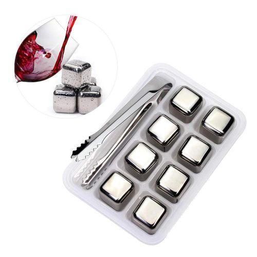 product_image_name-Generic-Premium Stainless Steel Chilling Cubes Set with Tongs - Multicolor-1