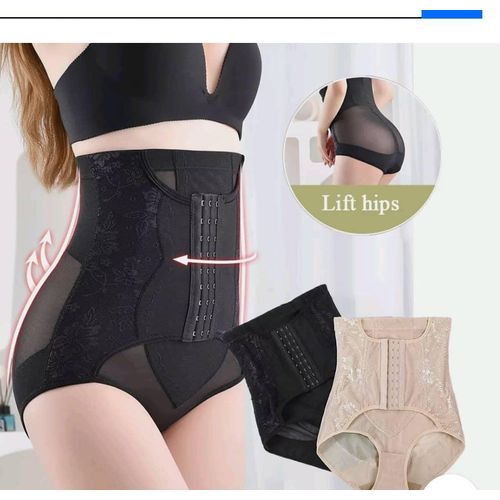 product_image_name-Fashion-Women High Waist Tummy Control Pants Girlie Body Shaper Butt lifter and Hip Under Wear-Black -3