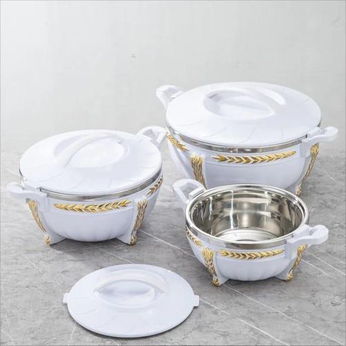 product_image_name-Generic-Double Walled Inner Stainless Steel Casserole Hotpot Food Warmer Hotcase Roti Server with Easy Locking System Serving Dishes, 3 PC Set-4