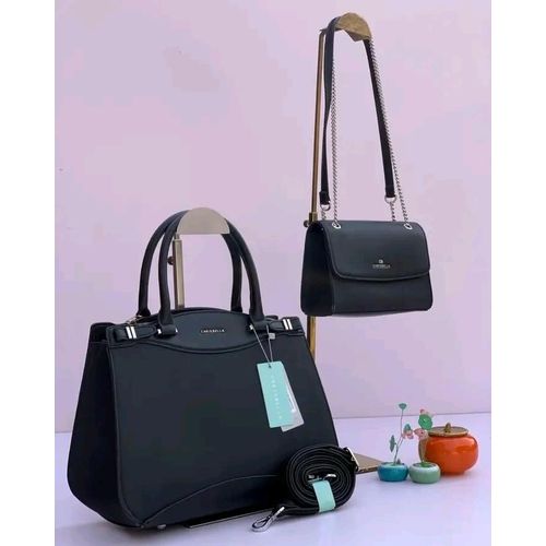 product_image_name-Generic-Stylish CHRISBELLA large black leather handbag and a small black shoulder purse -1