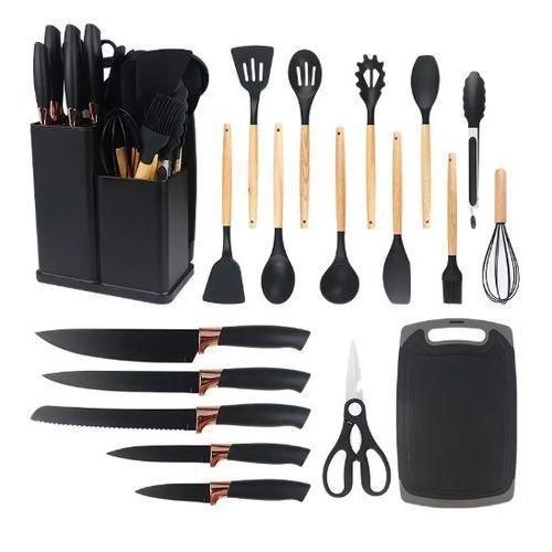 product_image_name-Generic-19pcs Kitchen Utensils And Knife Silicone Set - Multcolour-2