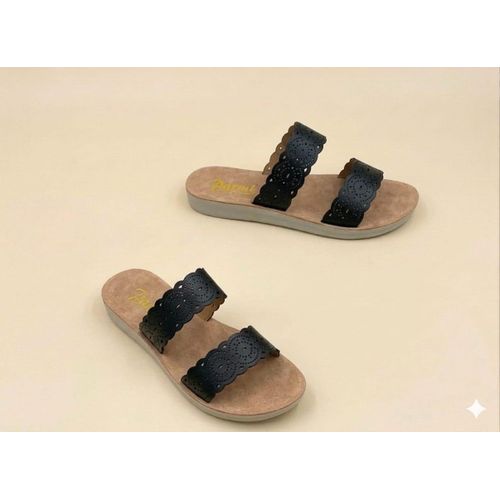 product_image_name-Fashion-Ladies Slide flat sandals- Black -2