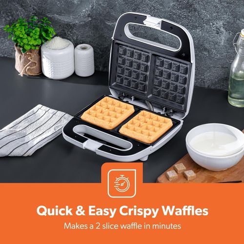product_image_name-Geepas-Waffle Maker, 2 Slice Electric Waffle Maker, GWM676N Non-Stick Waffle Maker with Adjustable Temperature Control Overheat Protection & Safety Lock -Multi-2