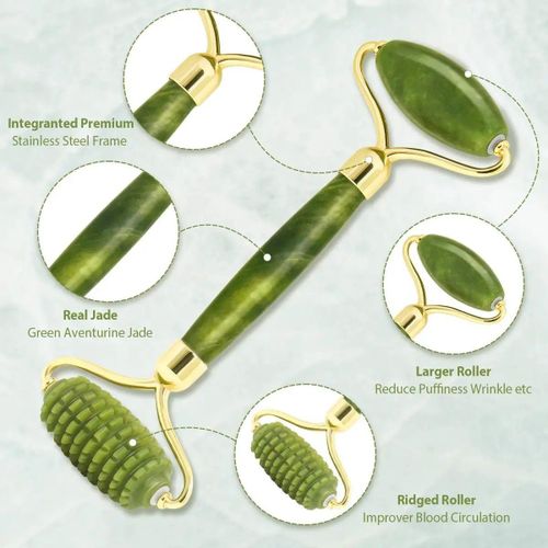 product_image_name-Generic-Jade Roller - Facial Massage Roller - 100% Natural Stone - Natural Anti-Aging Facial Roller for Eye Puffiness Skin Tightening, Rejuvenating Face and Neck, Natural Green-5