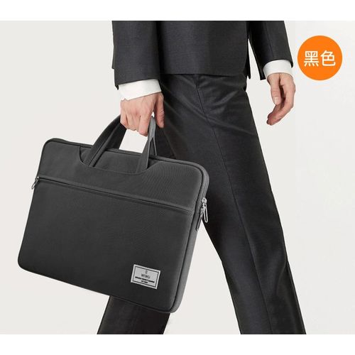 product_image_name-Leaderhub-KMAX WiWU 14" ViVI Laptop Handbag Durable Black Business Laptop Briefcase Bag with Handle for Macbook-3