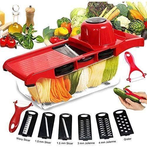 product_image_name-Generic-Food Processor Chopper Dicer Multi Blade Mandoline Vegetable Slicer Cutter -Red.-1