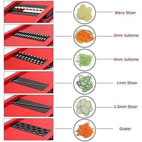 product_image_name-Generic-Food Processor Chopper Dicer Multi Blade Mandoline Vegetable Slicer Cutter -Red.-6