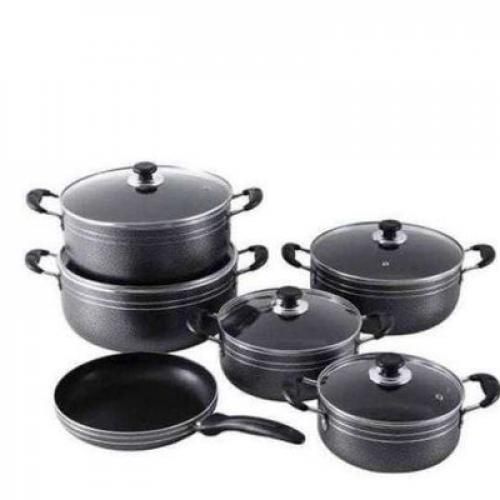 product_image_name-Tornado-A Set Of Non Stick Saucepans 6Pcs - Black-1