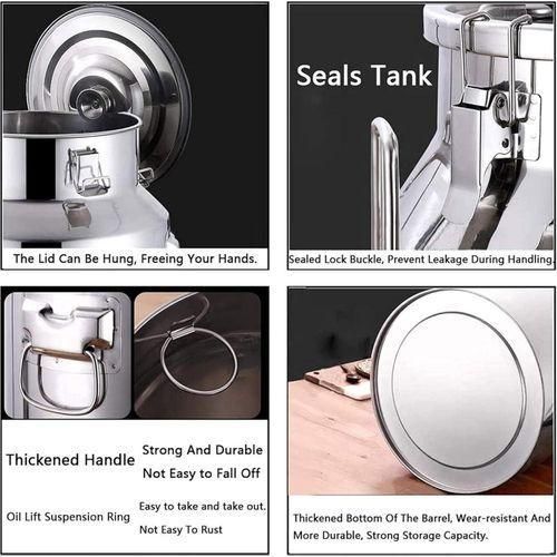 product_image_name-Generic-15L Stainless Steel Milk Can Canister Dairy Pot Large Bucket With Lid - Tote Milk Jug Oil Barrel , Water and Wine Container Pail Bottle With Carry Handle and Buckle for Liquid And Solid Storage and Transporting Liquid Coffee Bean Tea Food Can-5