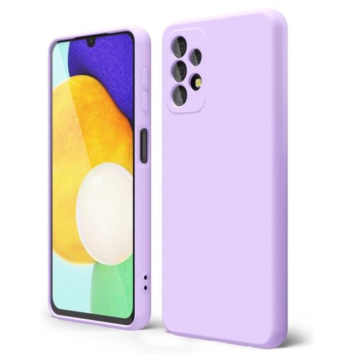 product_image_name-Samsung-Galaxy A32 5G Luxury Soft Rubber Liquid Silicone Case Skin Touch Feel Phone Cover Sky Purple -1