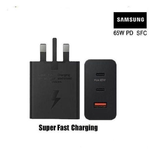 product_image_name-Samsung-Original 65W Twin Pd,USB Phone Charger With C To C Cable, - Black-2