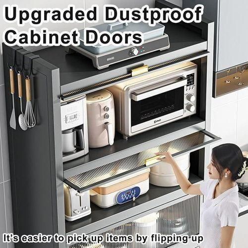 product_image_name-Generic-Modern Kitchen and Appliance Storage Cabinet with Fluted Glass Doors -2