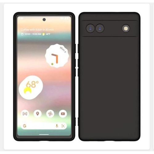 product_image_name-Google-Pixel 6A Liquid Silicone Case – 1-Pack with Tempered Glass, Soft Microfiber Liner, Shockproof Protective Cover – Black-1