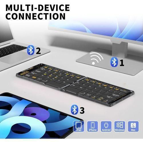 product_image_name-Generic-Ultra-Slim Folding Bluetooth Keyboard with Transparent Housing - Multicolor-2