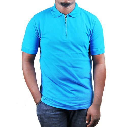 product_image_name-Emmanuel Ahimbisibwe-Men's Zipper Detailed Polo Shirt - Tropical Blue-1