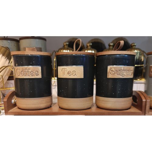 product_image_name-Other- 3pcs Set Of Ceramic Canisters with Airtight Bamboo Lid and Wooden Base -multicolor -2