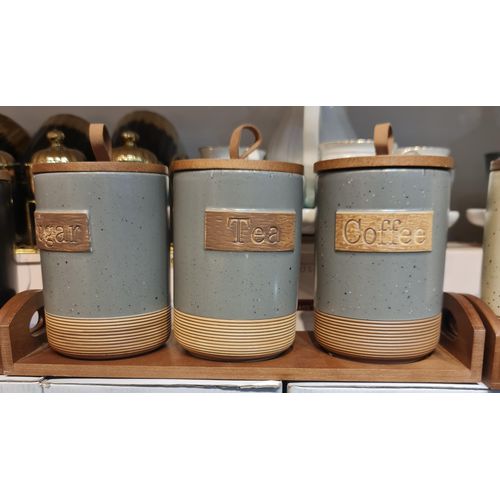 product_image_name-Other- 3pcs Set Of Ceramic Canisters with Airtight Bamboo Lid and Wooden Base -multicolor -3