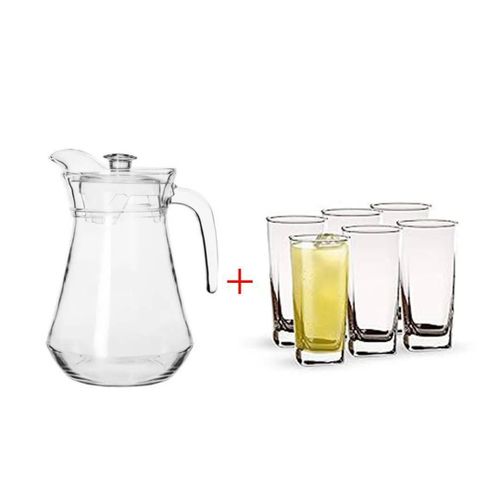 product_image_name-Generic-6 Drinking Glasses And 1 Glass Jug-Transparent-1