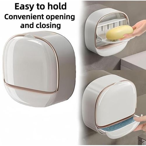 product_image_name-Generic-2PCS Wall-Mounted Soap Box with Lid Light Luxury Soap Holder Punch-Free Soap Box  Laundry Soap Box For Bathroom Kitchen-3