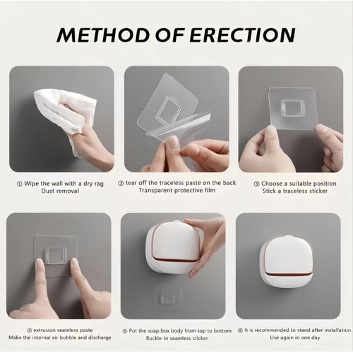 product_image_name-Generic-2PCS Wall-Mounted Soap Box with Lid Light Luxury Soap Holder Punch-Free Soap Box  Laundry Soap Box For Bathroom Kitchen-4