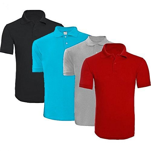 Shop 4 Pack of Unisex Polo Shirts - Black,Blue,Grey,Red | Jumia Uganda