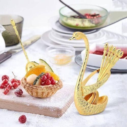product_image_name-Generic-Elegant Swan-Shaped Cutlery Holder and Dessert Spoon Set -3