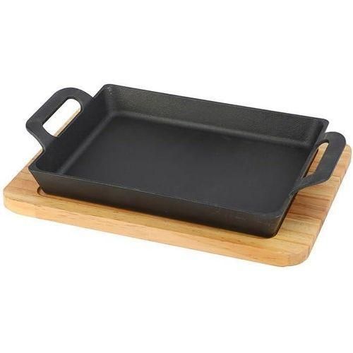 product_image_name-Generic-Professional Cast Iron Sizzling Platter with Wooden Base - Multicolor-1