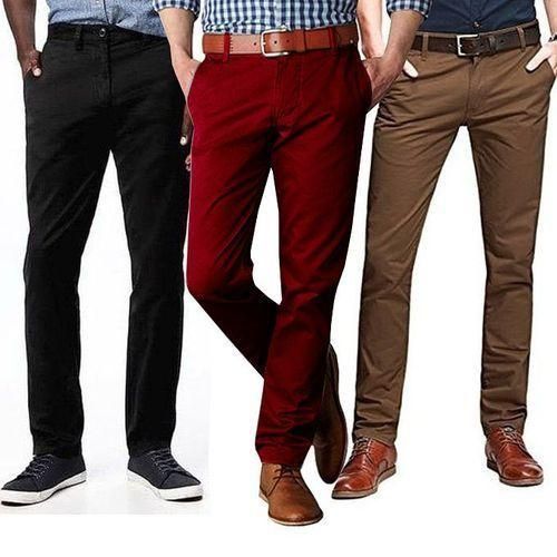 product_image_name-Generic-3 Pack Of Khaki Men's Trousers - Black, Maroon, Brown-1