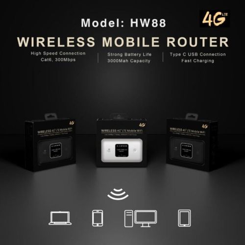 product_image_name-Generic-HW55 4G LTE Mobile WiFi Router 150 Mbps Modem CAT6 2.4GHz, 2100mAh Rechargeable Battery WiFi Sharing Up to 16 Devices- Multicolor.-3