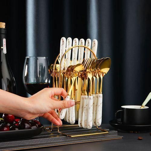 product_image_name-Generic-24pcs Gold Cutlery (Forks,Spoons& Knieves) With Stand- Multi-colours-4