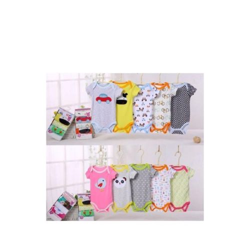 product_image_name-Generic-5Pcs Pack Baby Boy Newborn Short Sleeve Bodysuits - Multiple Designs...-3