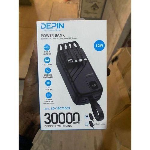 product_image_name-Generic-Original Depin 30,000 mAh Power Bank Fast Charging 3-in-1 built-in cables good for Iphone and Android, Black-1