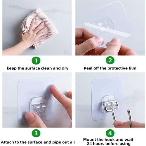 product_image_name-Generic-Adhesive Wall Hooks - Self-Adhesive Hooks Removable Waterproof Hooks (10 Pack)-2