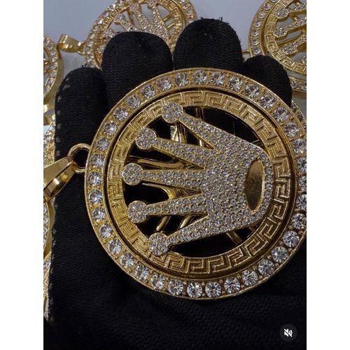 product_image_name-Necklace-Rolex-style diamond crown medallion pendant.-1