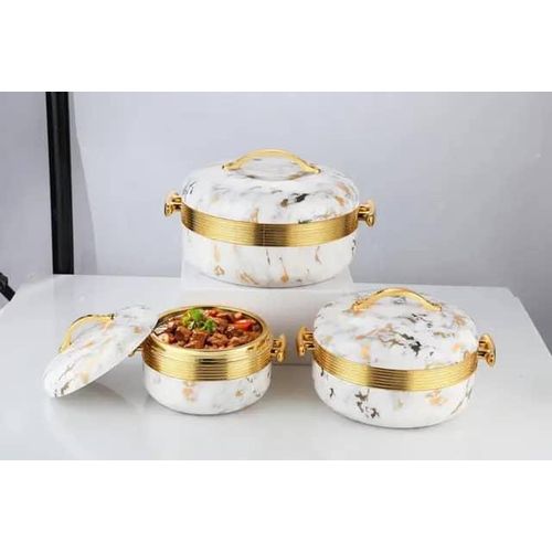 product_image_name-Generic-Luxury 3-Piece 2.6/2.1/1.6qt Thermal Casserole Dish Set with Lids, Insulated Stainless Steel Container for Hot & Cold Food, Serving Bowl for Buffets/Parties-Marble- Multicolor-2