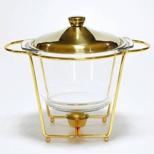 product_image_name-Generic-4L Glass Chafing Dish Buffet Set Stove Server Food Warmer With Stainless Steel Lid And Holder PanbChafer Dish Set With Glass Food Pan, Fuel Holders, For Buffet, Wedding, Parties, Banquet, Catering Events-1