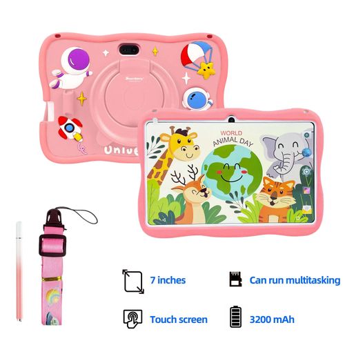 product_image_name-NODIZZ-Local Stock-B89 Plus 7 inch Kids Educational Tablet, System Displayed RAM 4GB +ROM 128GB, Preloaded Learning Apps, Parental Control Shockproof & Long Battery Fast Shipping Coming with kid's gifts (or 1 power bank), Pink-1