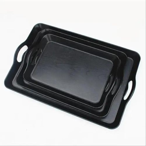 product_image_name-Other-Rectangular  Plastic tray set 3pcs -Black -2