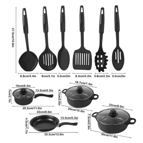 product_image_name-Generic-13 piece set of cookware set milk pot soup pot flat bottomed small frying pan lid and shovel to form a pot set-2
