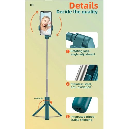 product_image_name-Generic-R1 Selfie Stick is a versatile mobile accessory combining a handheld stick, a stable tripod stand, and a wireless remote. -1