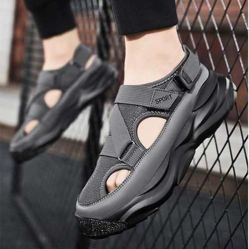 product_image_name-VANHUHU-Men's Footwear Breathable Sandals Slippers Half Open Casual Shoes Grey-2