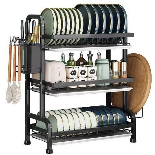 product_image_name-Generic-Three-tier dish drying rack with a water proof metal frame. -1