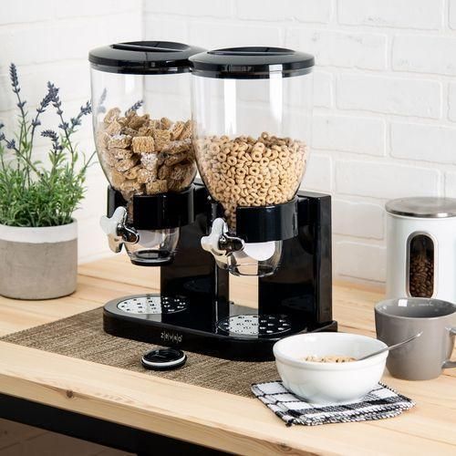 product_image_name-Generic-Double Kitchen Food Cereal Dispenser Storage, Organizer Container, Black.-2