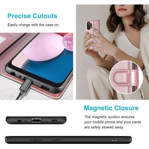 product_image_name-Generic-Magnetic Closure Kickstand Shockproof Protective Phone Case for Google Pixel 6A - Rose Gold, Black & Green-4