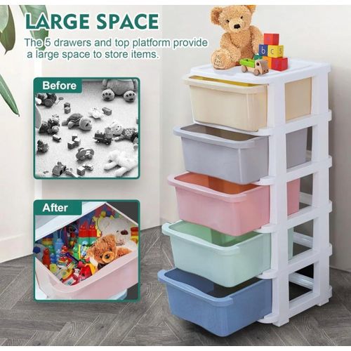 product_image_name-Generic-5-Layer Plastic Drawer Storage Organizer, 35x35x84cm, Multi-Purpose Cabinet with  for Kitchen, Living Room, Bedroom, Bathroom, and Office-2