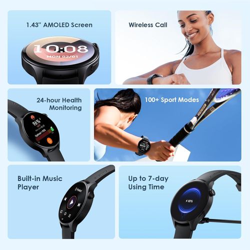 product_image_name-Oraimo-ER- OSW42 Smart Watch 1.43" Amoled IP68 Smart Watch with Bluetooth Calling Features- Black -2