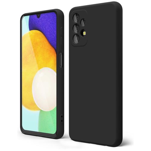 product_image_name-Samsung-Galaxy A32 5G Luxury Soft Rubber Liquid Silicone Case Skin Touch Feel Phone Cover Black -1