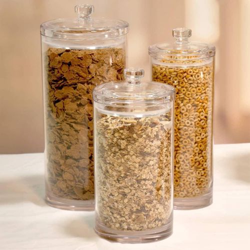 product_image_name-Generic-3 Pieces Acrylic Non Breakable Storage Containers For Kitchen Orgarnisation And Keeping Cereals Candy Snacks Free From Pests - Multicolor-1