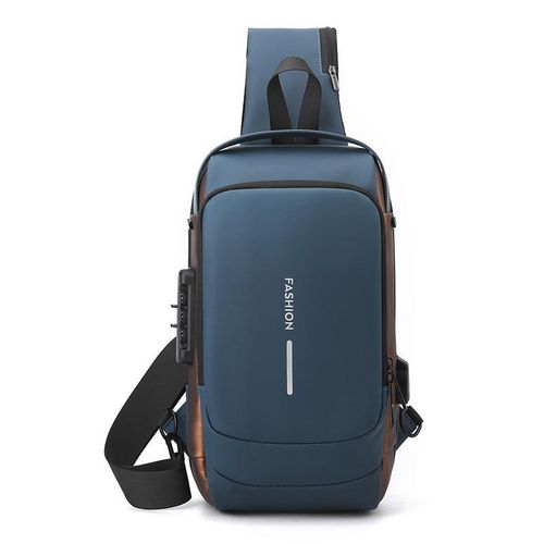 product_image_name-Fashion-Waterproof Multifunctional Patent Leather Men's Anti-theft Shoulder Bag - Blue-2