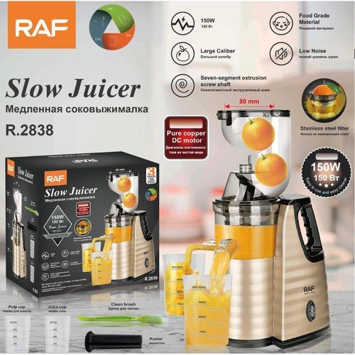 product_image_name-RAF-Slow Masticating Juicer Extractor Easy to Clean, Cold Press Slow Juicer Machines with Stainless Steel strainer Juice Extractor with Quiet Motor & Reverse Function Large Caliber, Seven Segment Extrusion Screw Shaft- Multicolor-2